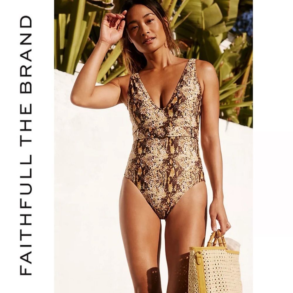 Faithfull The Brand Delhi Snakeskin Animal Print Swimsuit Anthropologie M Boho
